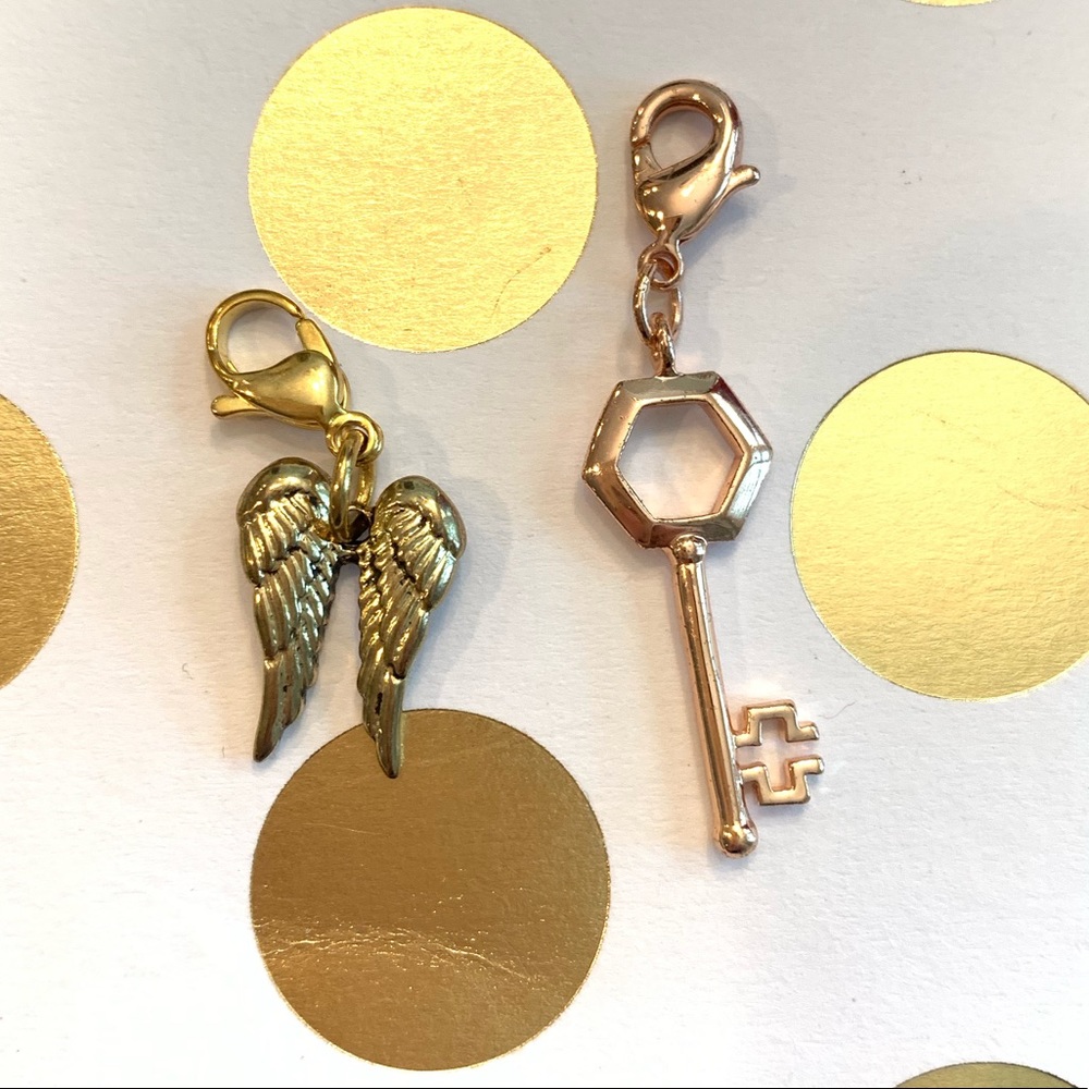 Origami Owl angel wing and hex key dangles